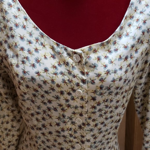 Vintage Long-Sleeved 90s Maxi Dress w/Lace-up Back - Picture 5 of 7